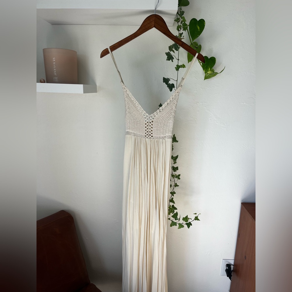 Lulu's Cream Crochet Maxi Dress